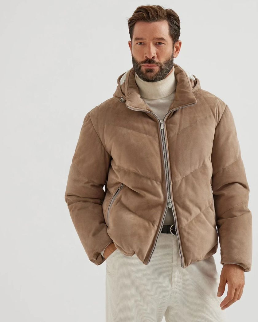 Brunello Cucinelli замшевый пуховик