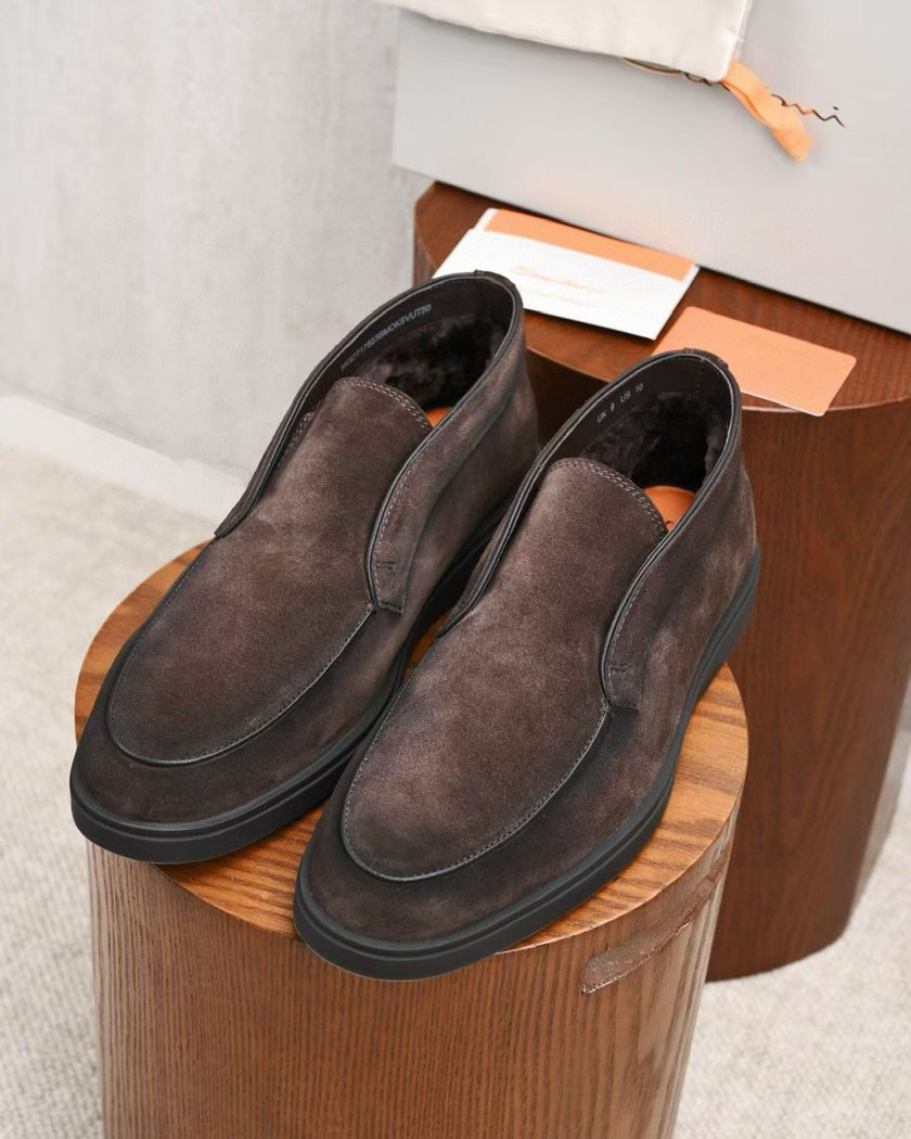Santoni лоферы утепленные мехом