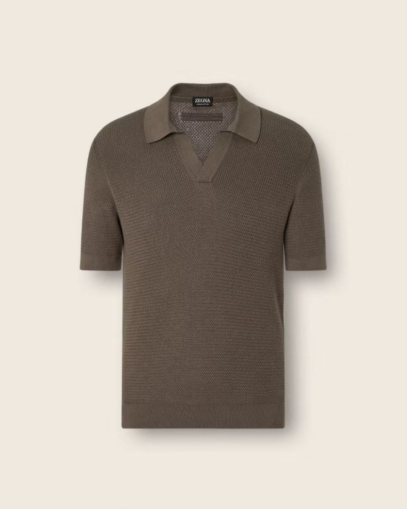 Поло Zegna с V-вырезом из хлопка