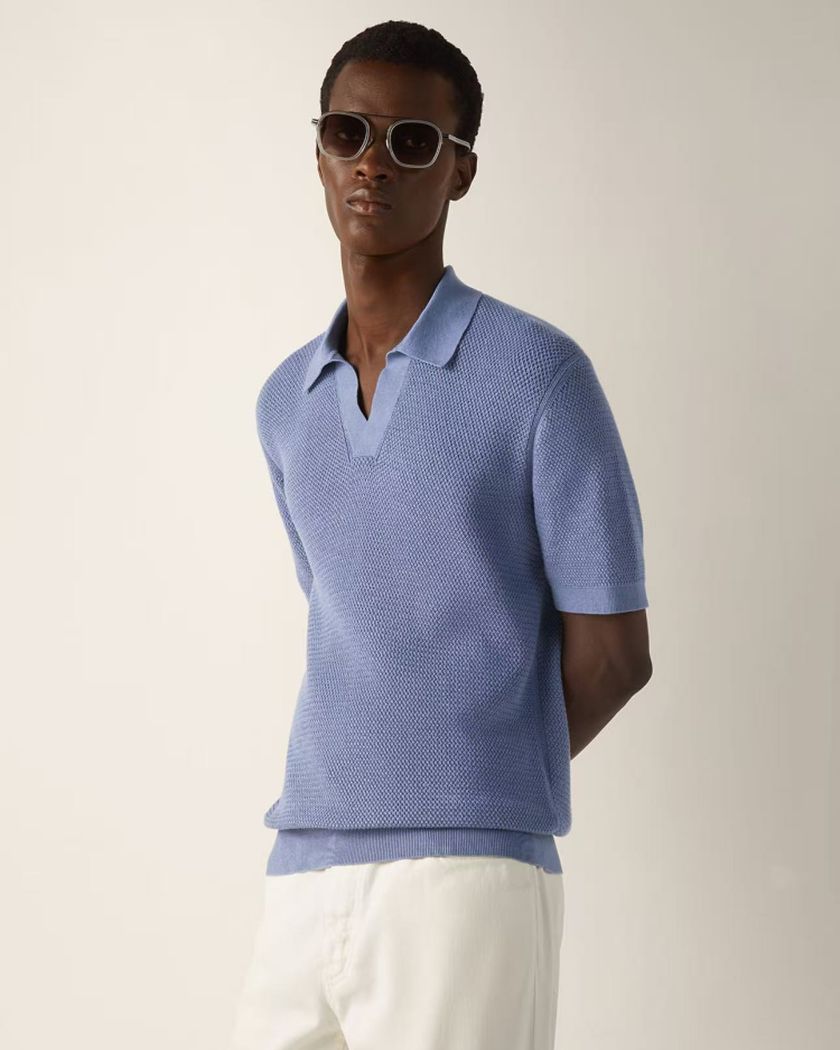 Поло Zegna с V-вырезом из хлопка