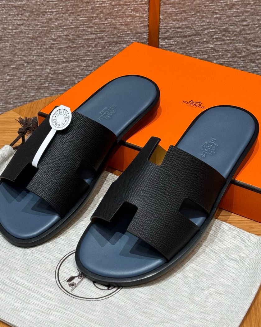 Мужские шлепанцы Hermès из кожи