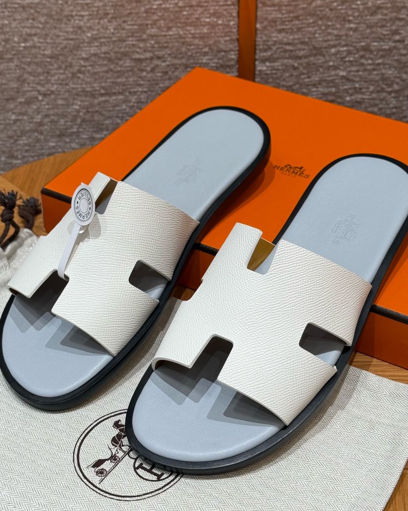 Мужские шлепанцы Hermès из кожи