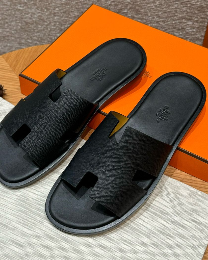 Мужские шлепанцы Hermès из кожи