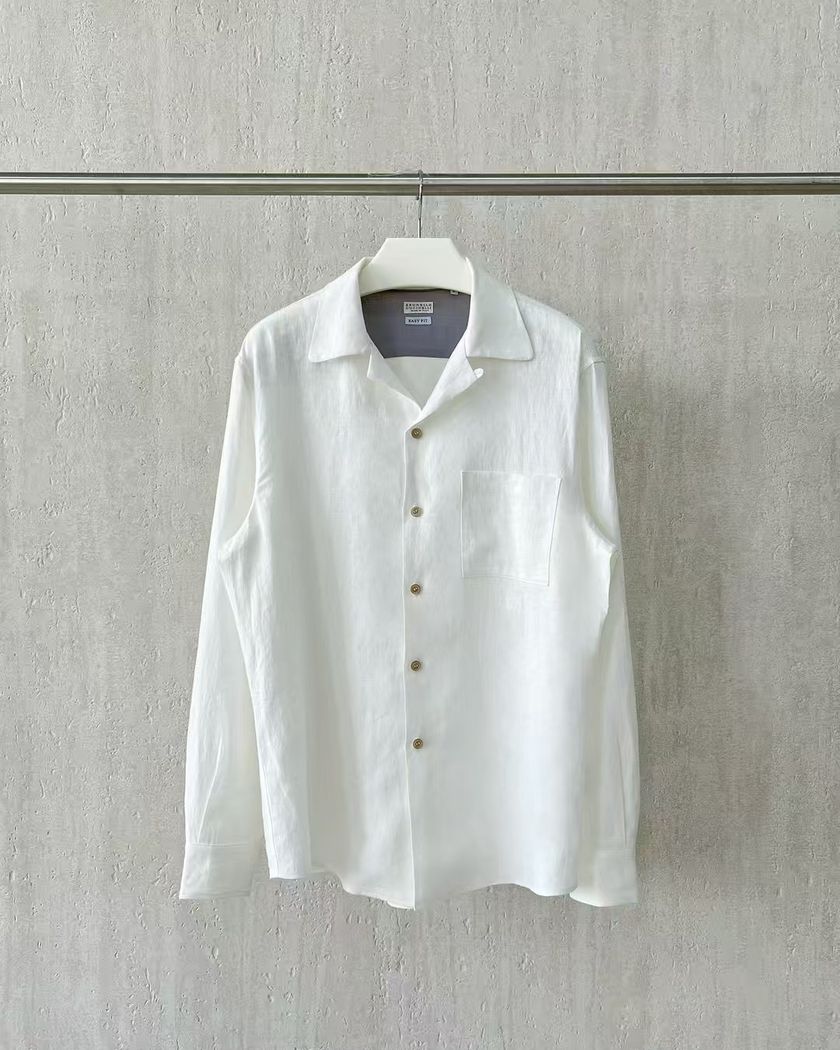 Рубашка Brunello Cucinelli из льна с длинными рукавами