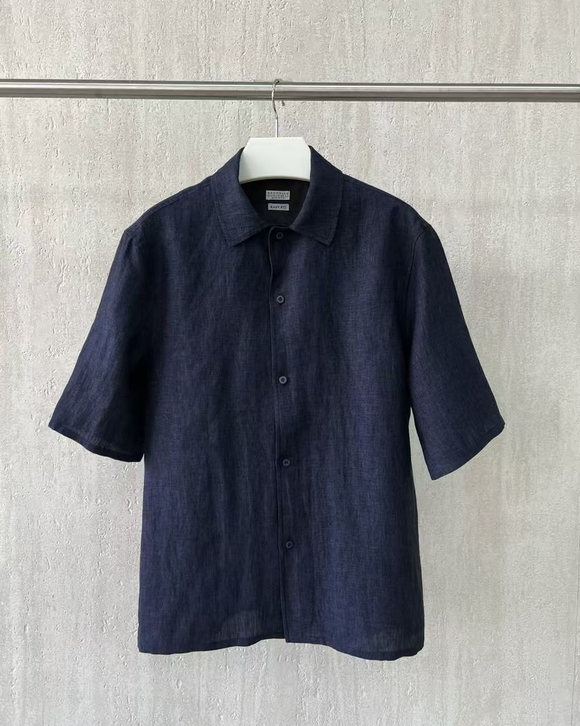 Рубашка Brunello Cucinelli из льна с короткими рукавами