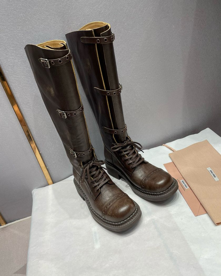 Кожаные Сапоги Miu Miu