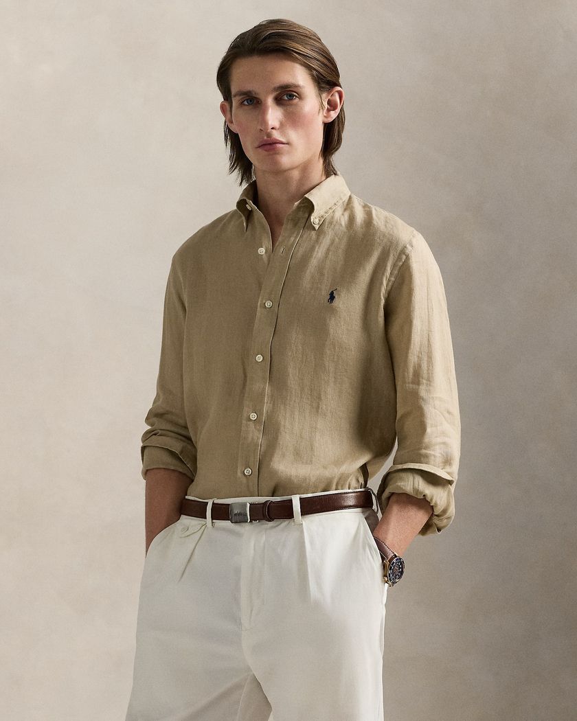 Рубашка Ralph Lauren из льна с длинными рукавами
