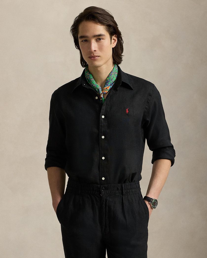 Рубашка Ralph Lauren из льна с длинными рукавами