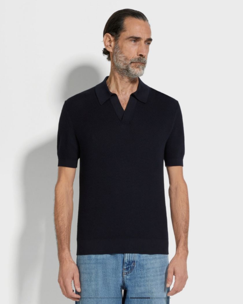 Поло Zegna с V-вырезом из хлопка