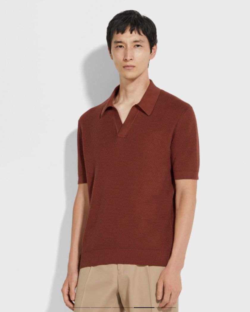 Поло Zegna с V-вырезом из хлопка