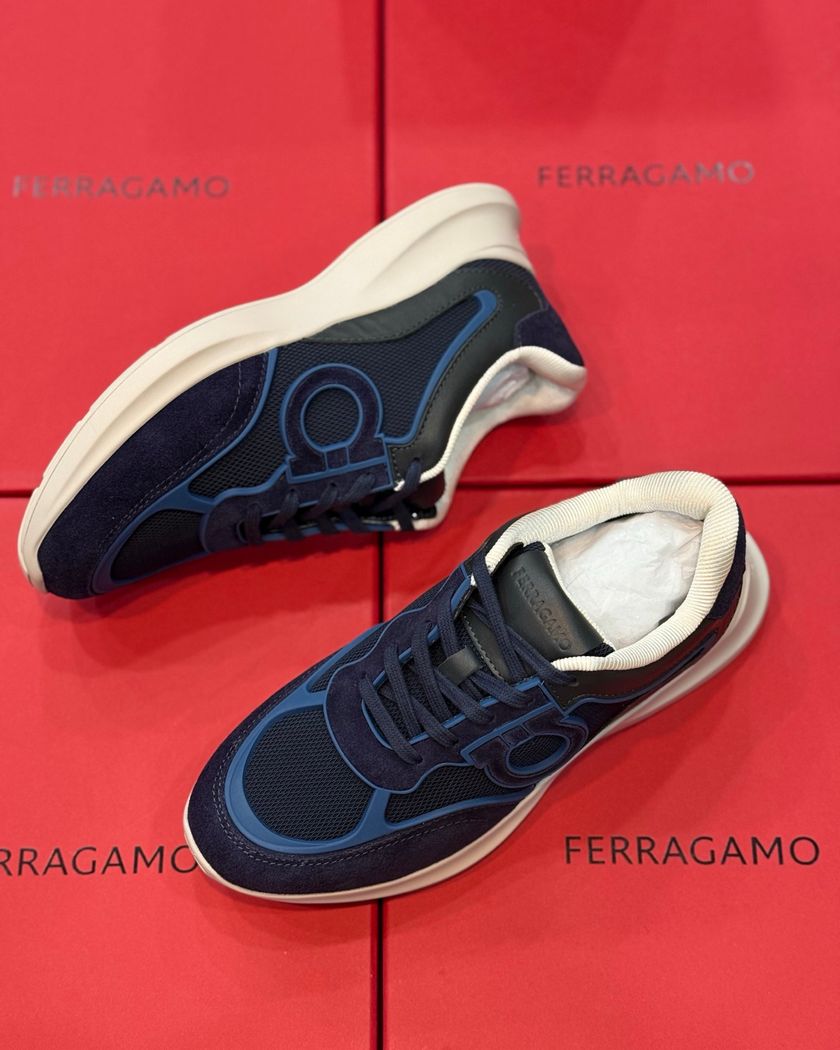 Кроссовки Ferragamo из замши и текстиля