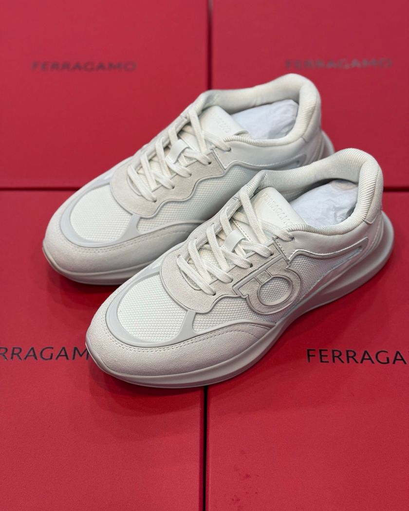 Кроссовки Ferragamo из замши и текстиля