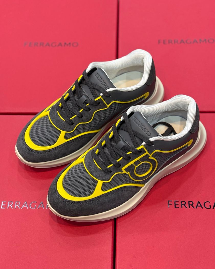 Кроссовки Ferragamo из замши и текстиля