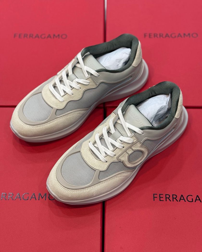 Кроссовки Ferragamo из замши и текстиля