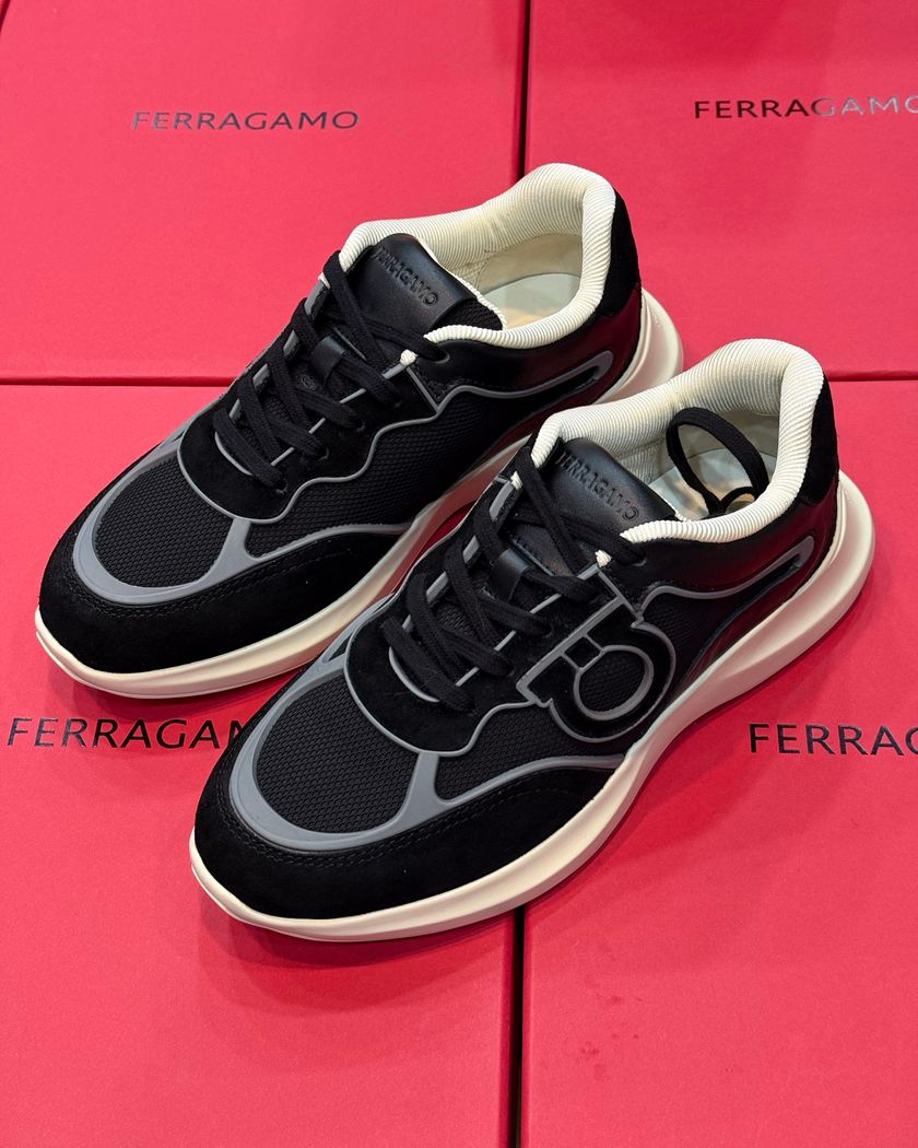 Кроссовки Ferragamo из замши и текстиля