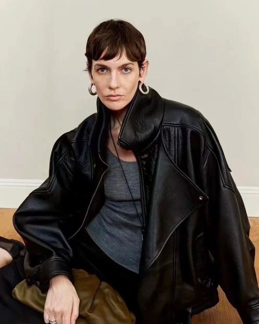 Кожаная куртка Saint Laurent oversize